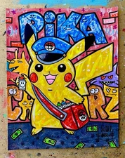 WILL STREET original painting 11x14/ Pokémon art banksy pikachu basquiat derpy