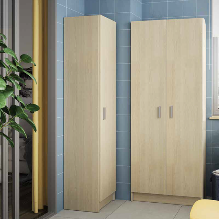 VITA Tall Storage Cabinet Oak Utility Cupboard, 2 Doors & 3 Shelves