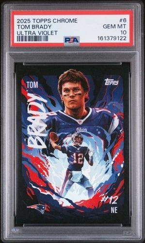 2025 Topps Chrome Tom Brady Ultra Violet SSP UV-6 Patriots Case Hit PSA 10