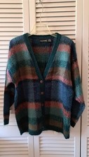 Vintage 80's Paul Harris Size L Acrylic Mohair Multicolor Cardigan Sweater