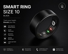 Smart Ring Sz 10 Health Fitness Tracker Heart Rate Blood Oxygen Sleep BLACK