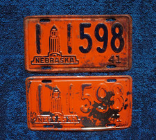 1941 NEBRASKA License Plate Plates PAIR / SET