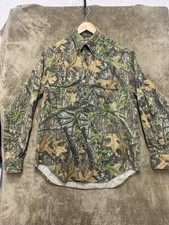 Vtg Dan River No Trace Mossy Oak Realtree Camouflage Camo Button Up Shirt Mens S