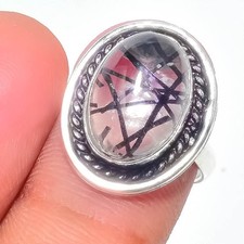 Rutilated Quartz Gemstone 925 Sterling Silver Jewelry All Size Ring For Gift