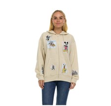 Disney Mickey  Friends Women's Christmas Full Zip Gray Hoodie Patches L New