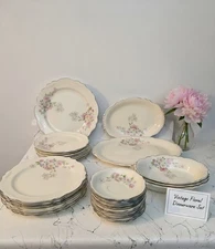 Vintage Homer Laughlin Virginia Rose 30-Piece Dinnerware Set Floral Pattern