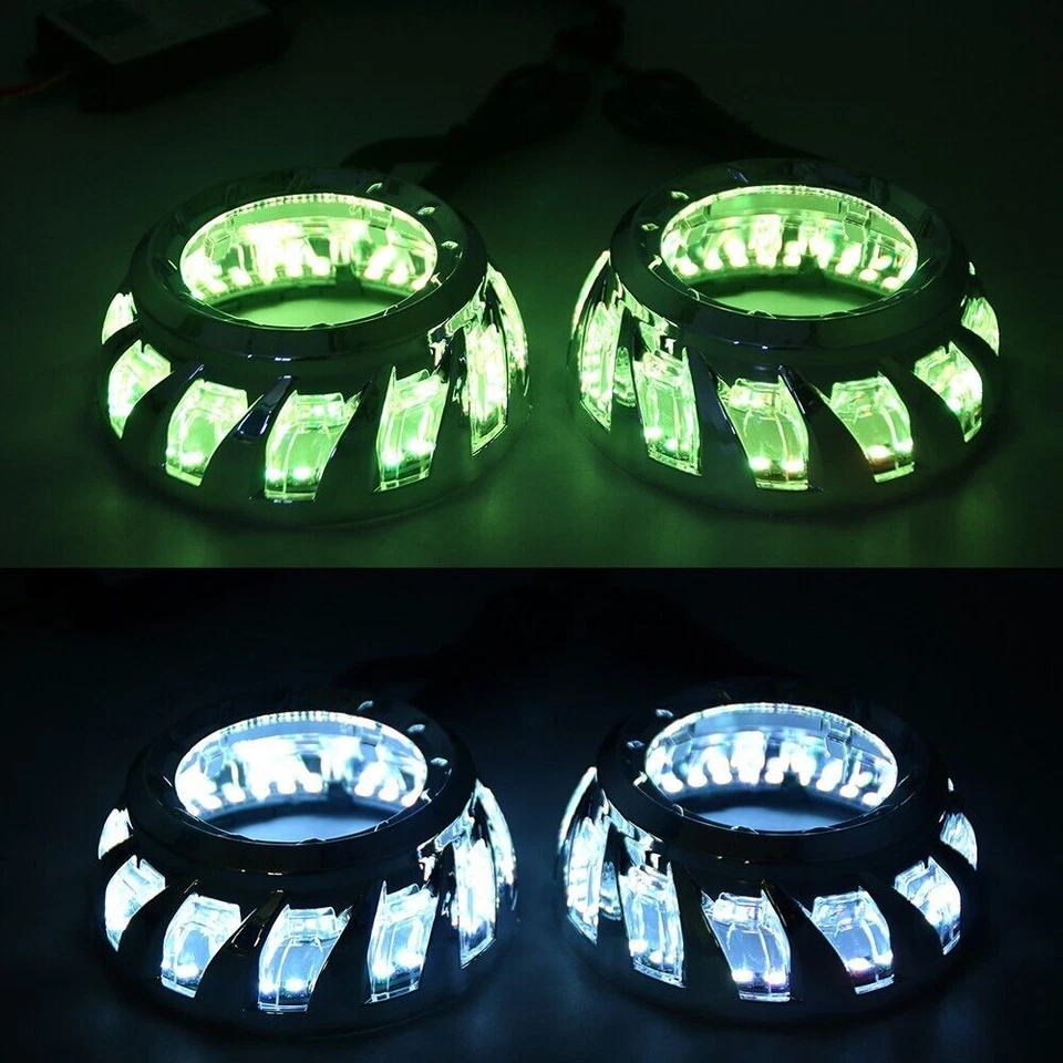 LED Angel Eyes RGB Revolving Turbine Shrouds Bluetooth Control Sequential Bezels - Image 2 of 4