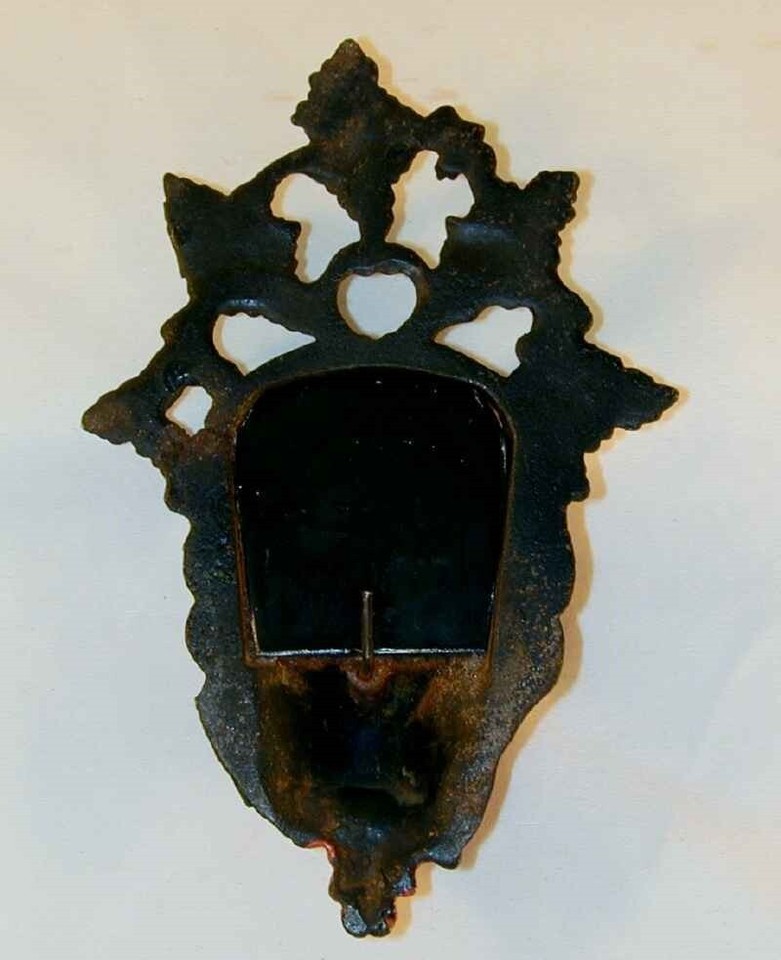 Cast Iron Match Holder Devil's Head Cup Foliage Background Orange