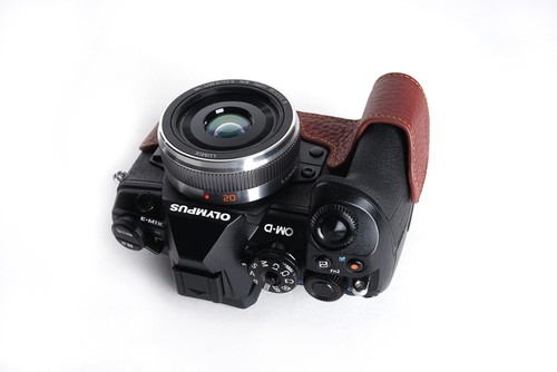 Real Leather Half Camera Case Bag Cover for Olympus OM-D E-M1 Mark II III - Picture 36 of 45