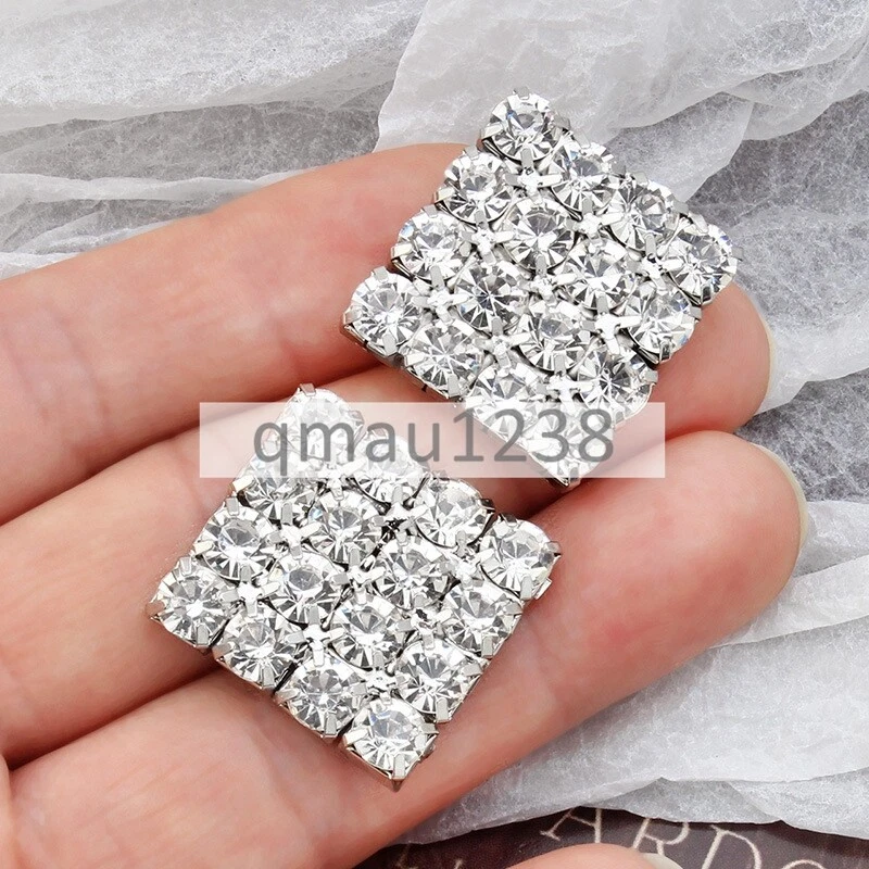 12MM-25MM Silver Metal Shank Buttons Rhinestones Sewing Crafts For Clothing Bag - Image 2 of 4