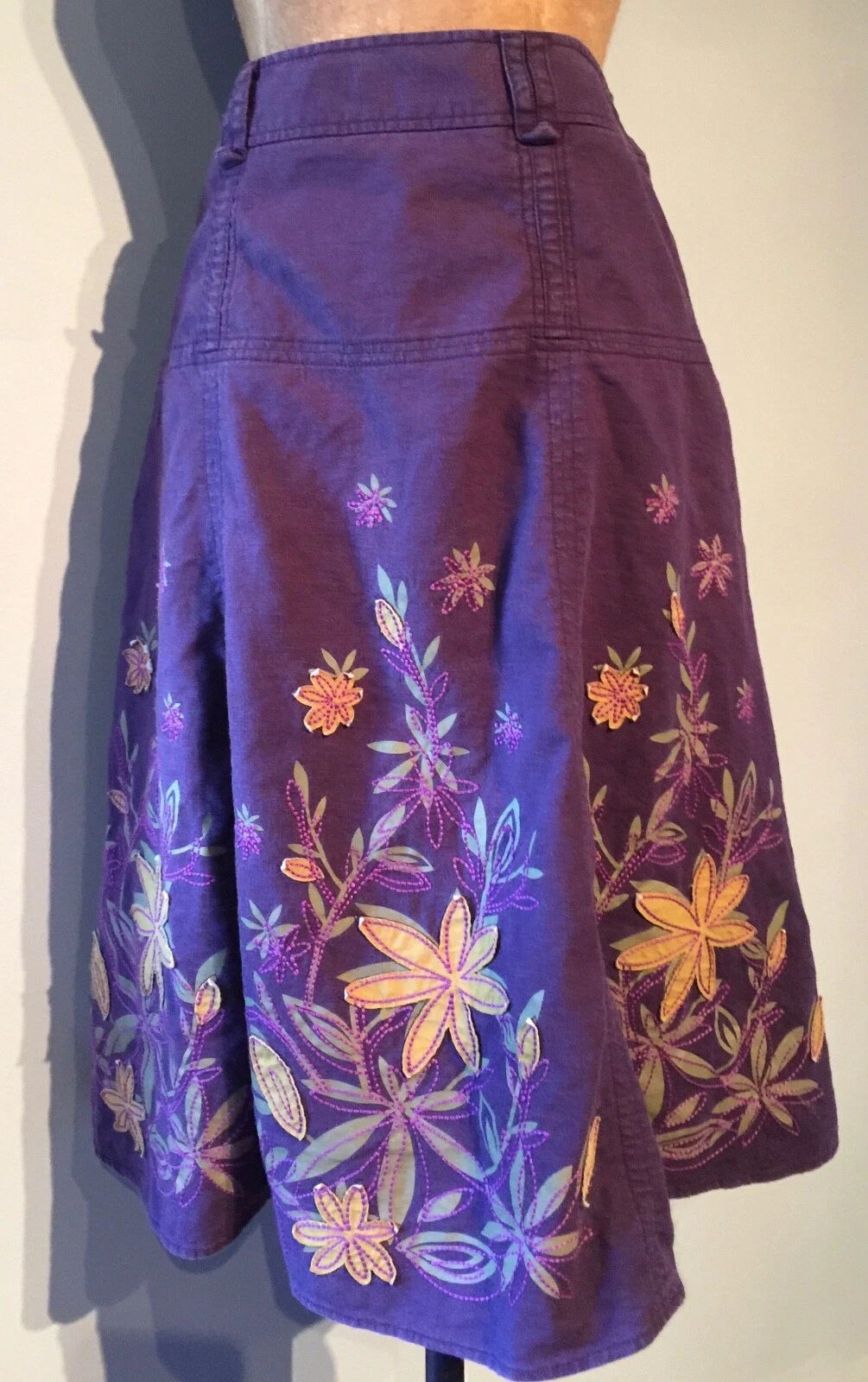'NEXT' Cotton Embroidered Flared Skirt UK 14 - W 32"