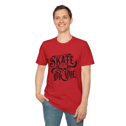 Skate or Die Skull Tee Unisex Adult T-Shirt Tattoo Design Skateboarding Graffiti - Picture 35 of 37