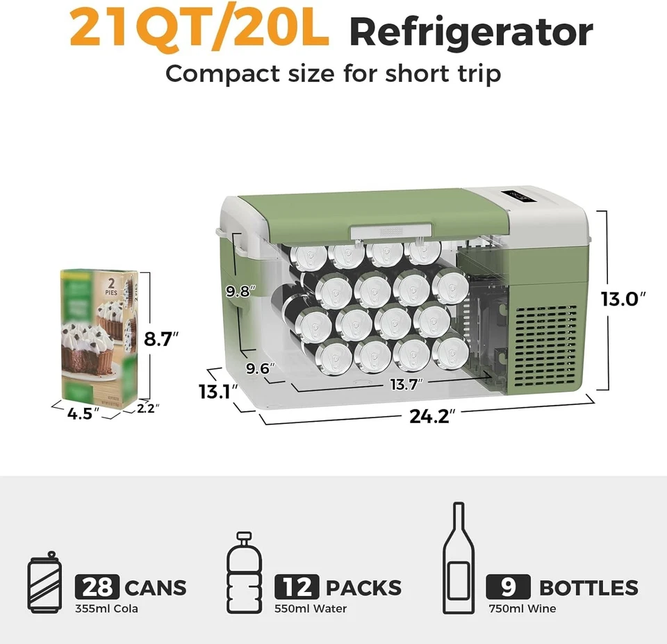 Refrigerador portátil congelador 21 cuartos 12/24 V CC 110 ~ 240 V AC para camioneta SUV Foto 2 de 4