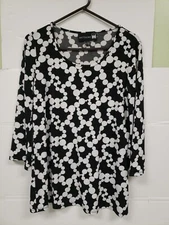 Antthony Originals Black And White Abstract Pullover Blouse Sz S Pre Owned 