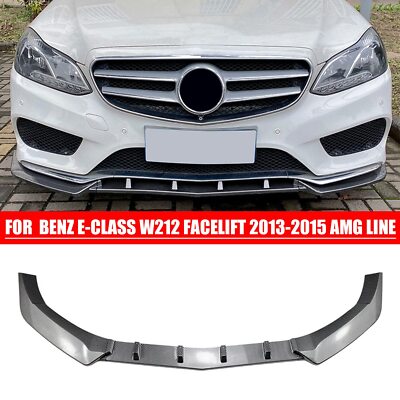 Carbon Fiber Look Front Bumper Spoiler Lip Kit For Benz E Class W212 S212 Sport