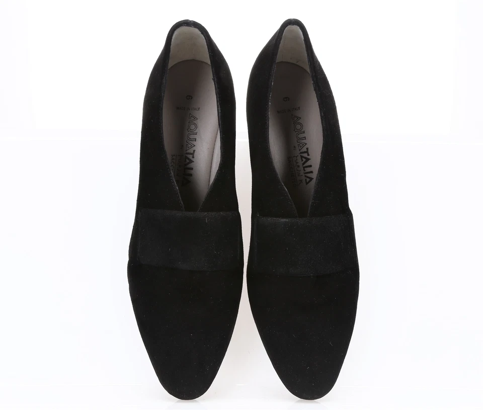 AQUATALIA Womens 'Piston' Black Suede Sz 6 Wedge Loafers NEW! 211592 - Image 3 of 4