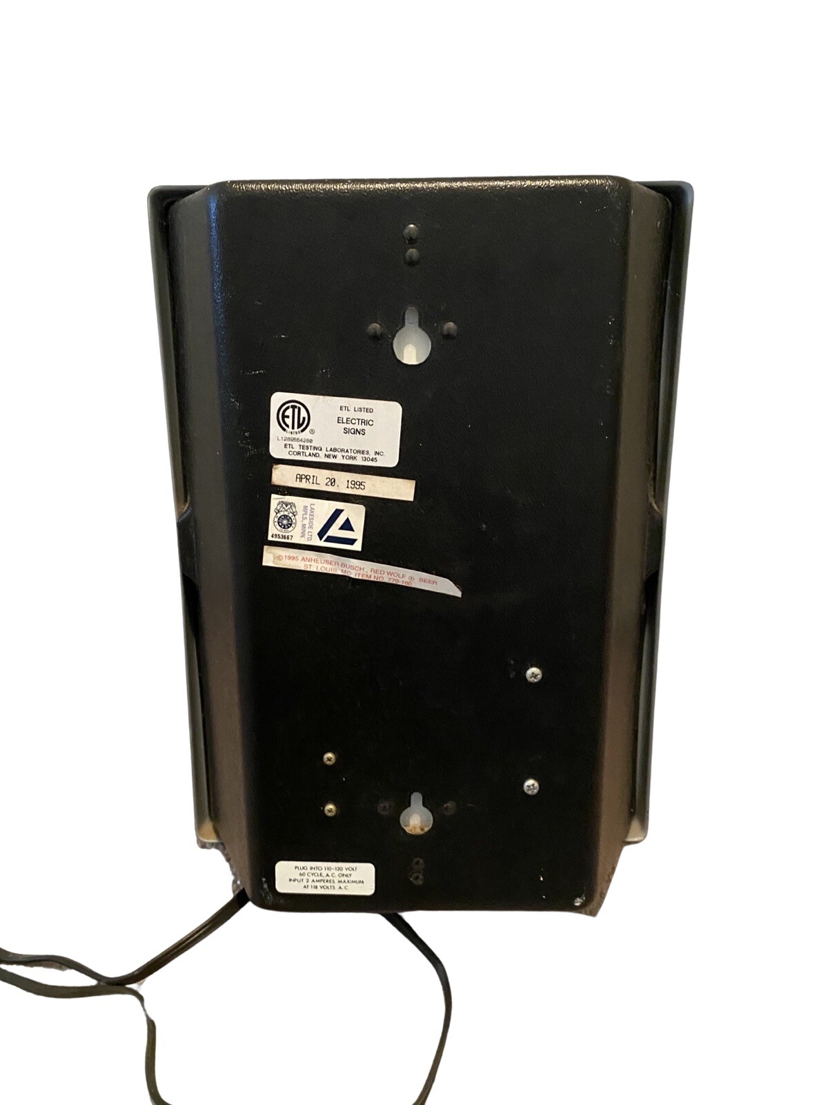 HARD TO FIND Red Wolf Lighted Beer Sign 13"x9" Vintage Plastic Hanging