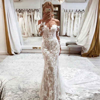 Fashionable Wedding Dresses Women Lace Appliques Detachable Sleeves  Sweetheart | eBay
