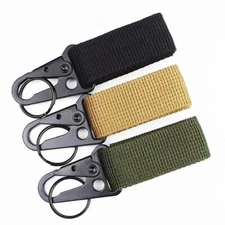 2PCS Tactical Nylon Webbing Buckle Carabiner Molle Belt Clip Key Ring Holder