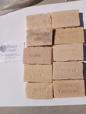 #ad 10 BARS RAW GOAT MILK SOAP PURE ESSENTIAL OILS HAPPY GOAT CREAMERY CHEAP BULK LO $22.06