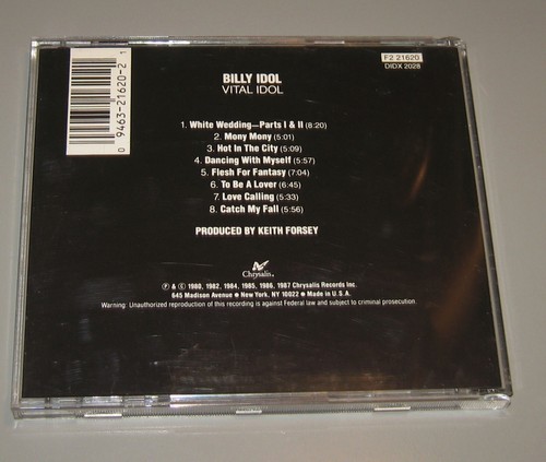 Billy Idol - Vital Idol (CD, 1987, Chrysalis Records) Greatest Hits - Picture 2 of 4