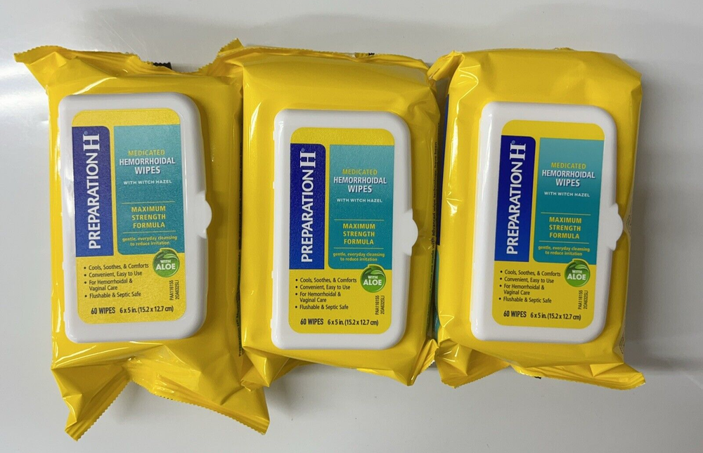 Preparation H Medicated Hemorrhoidal Wipes 3 Pack 60 Count