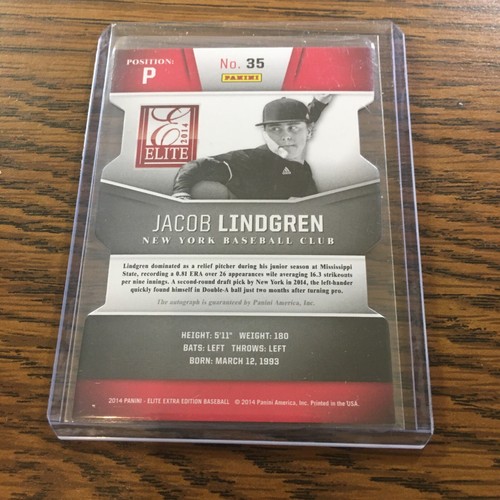 2014 Jacob Lindgren 21/100 Panini Elite Extra Edition Red Refractor Auto Rookie - Picture 2 of 2