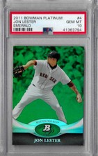 2011 Bowman Platinum Jon Lester Emerald PSA 10