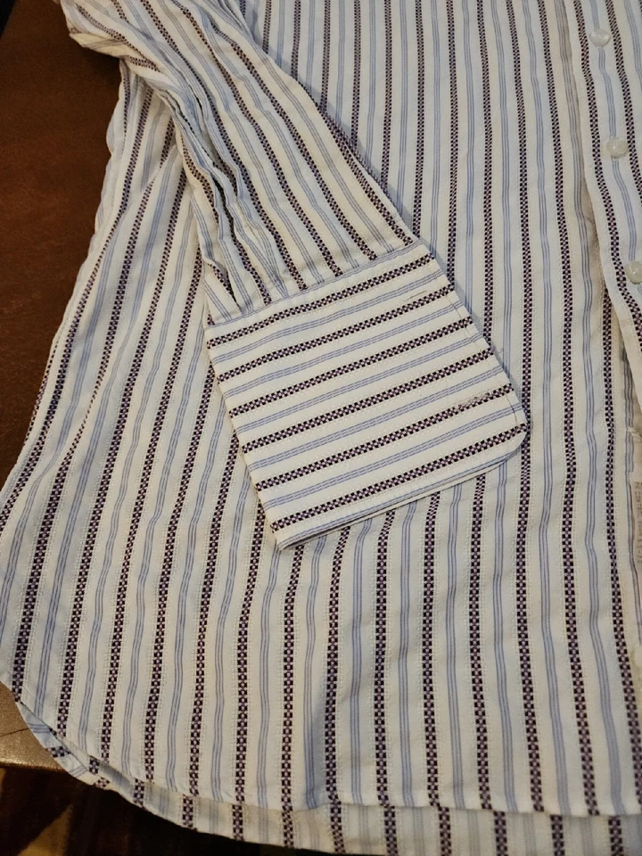 John W. Nordstrom Men's 17 34 L/S Purple/White Dress Shirt EUC. GB10 - Image 4 of 4