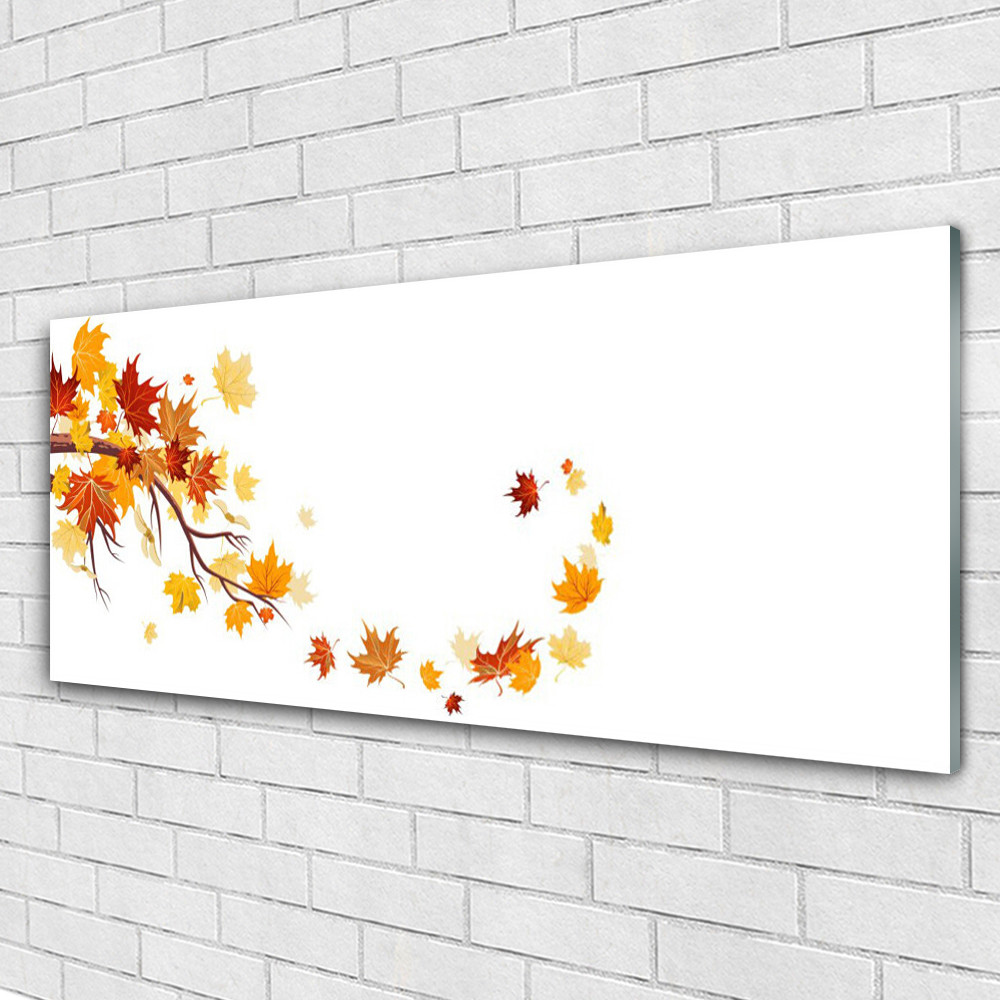 Image sur verre acrylique de qualité galerie avec motif de feuilles d'art 125x50