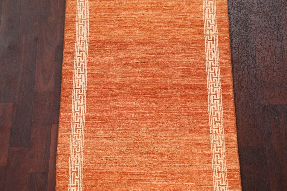 2'x9' Bordered Gabbeh Kashkoli Afghan Runner Rug Hand-knotted Staircases Carpet - Image 3 of 4