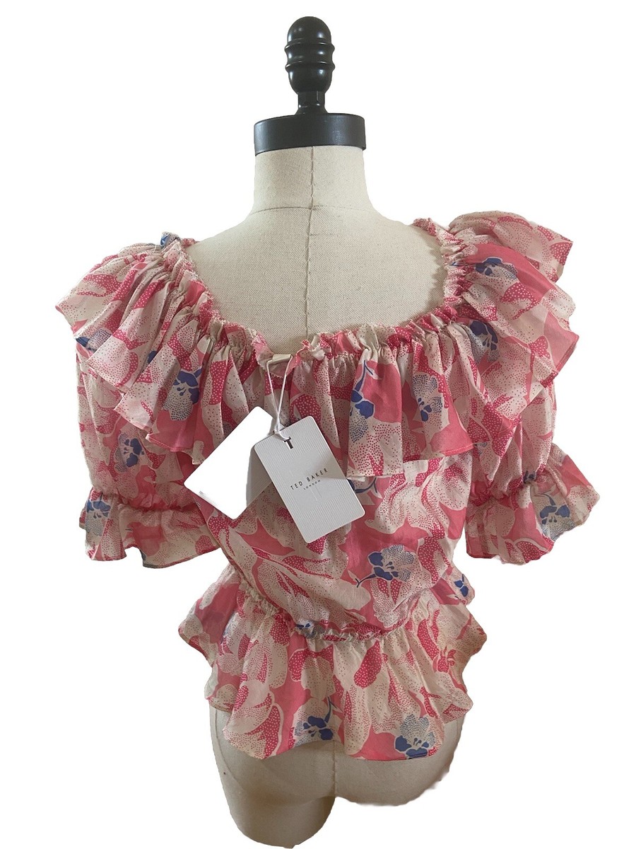 テッドベーカー Ted Baker Harina Off-the-Shoulder Top with Elasticated Waist レディース NEW TED BAKER Harina Off The Shoulder Top Size 1 Elasticated