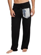 Mens Womens NEW Attack on Titan Logo Black Pajama Lounge Pants XS S M L XL 2XL