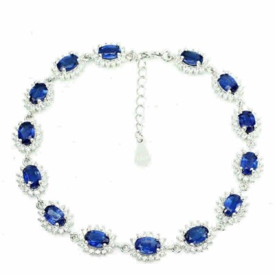 Silber Armband Kyanit echte natürliche abgebaute Edelsteine massiv Sterling 7 bis 8 Zoll