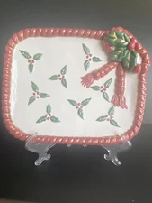 Holiday Candy Dish With Red Bow And Original Box By MCE Sausalito