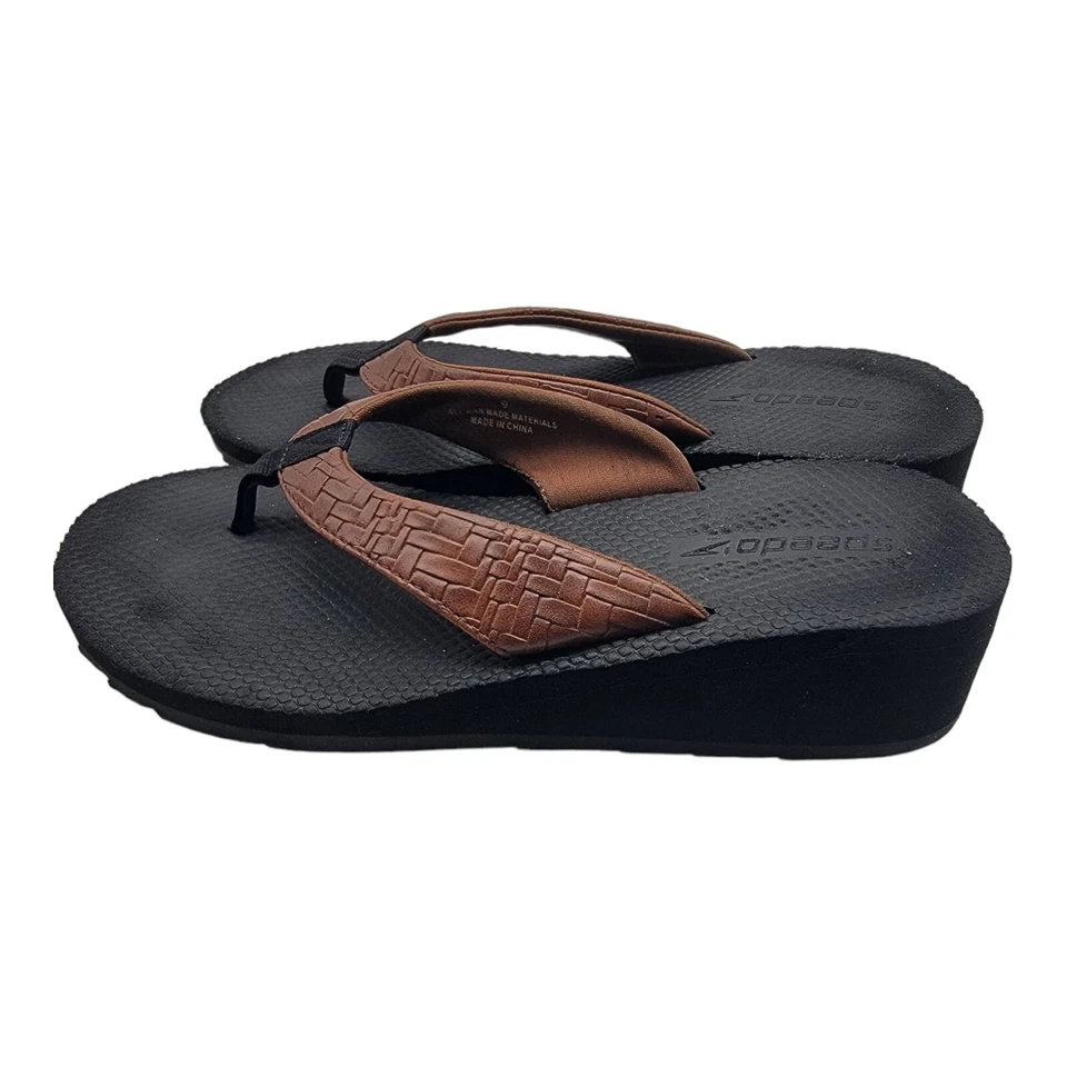 Speedo Zapatos Mujer Talla 9 Negro Cuña Vacaciones Chanclas Tanga Playa Sandalias Foto 4 de 4