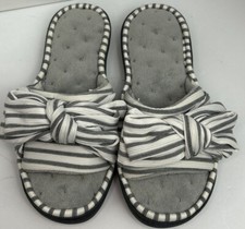 Women's Ultraideas Sz S 5-6 Slide Slippers Memory Foam Eurytides Light Grey Wht