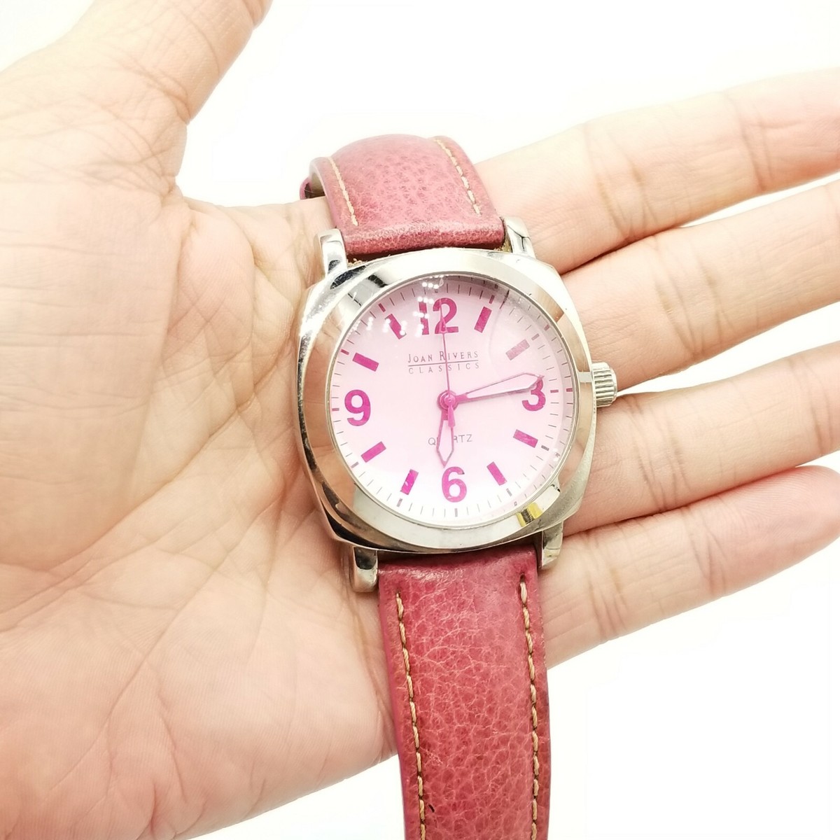 Joan Rivers Watch Classics Pink Leather Needs Serviced or 