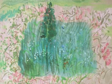 Very Beautiful Painting Gouache Abstract Landscape 1920 Unsigned To Identify