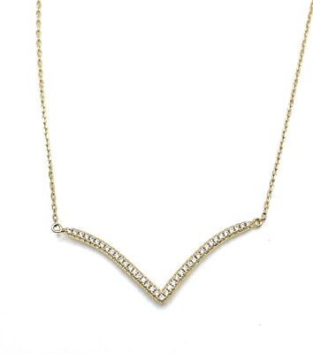 Art Deco Sterling Silber 925 Gold getaucht Pave Kristall Chevron Halskette Vintage