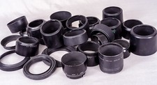 25 Lens Hoods of all Types -- Screw-on, Clip-on, etc.