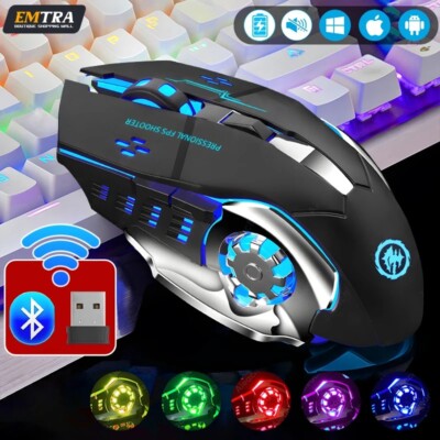 Rechargeable Wireless Mouse Gaming Computer Silent Bluetooth Mouse USB