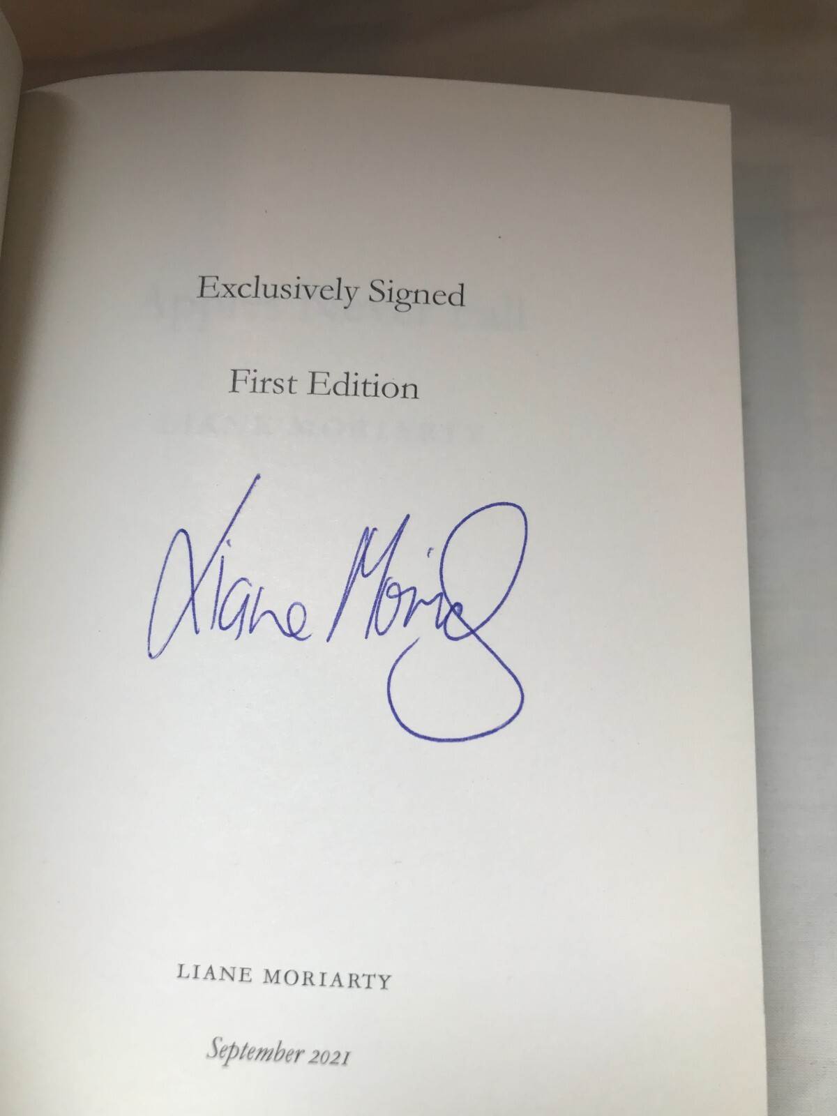 LIANE MORIARTY - Apples Never Fall SIGNED 1/1 Hb - 2021 - stand-alone thriller