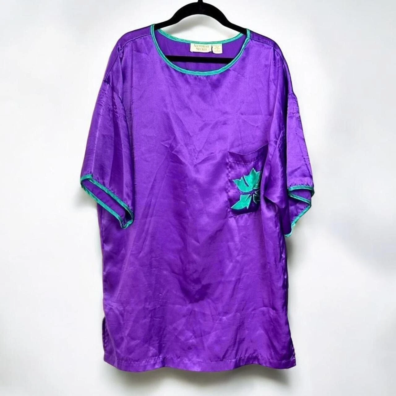 UNDERCOVER Pigiama vintage anni 80 Victoria's Secret viola tasca t shirt abito camicia da notte taglia S