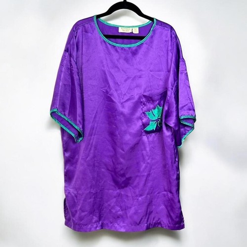 Vintage 80s Victoria's Secret Purple Pocket Pajama T Shirt Dress nightgown Sz S - Picture 4 of 7