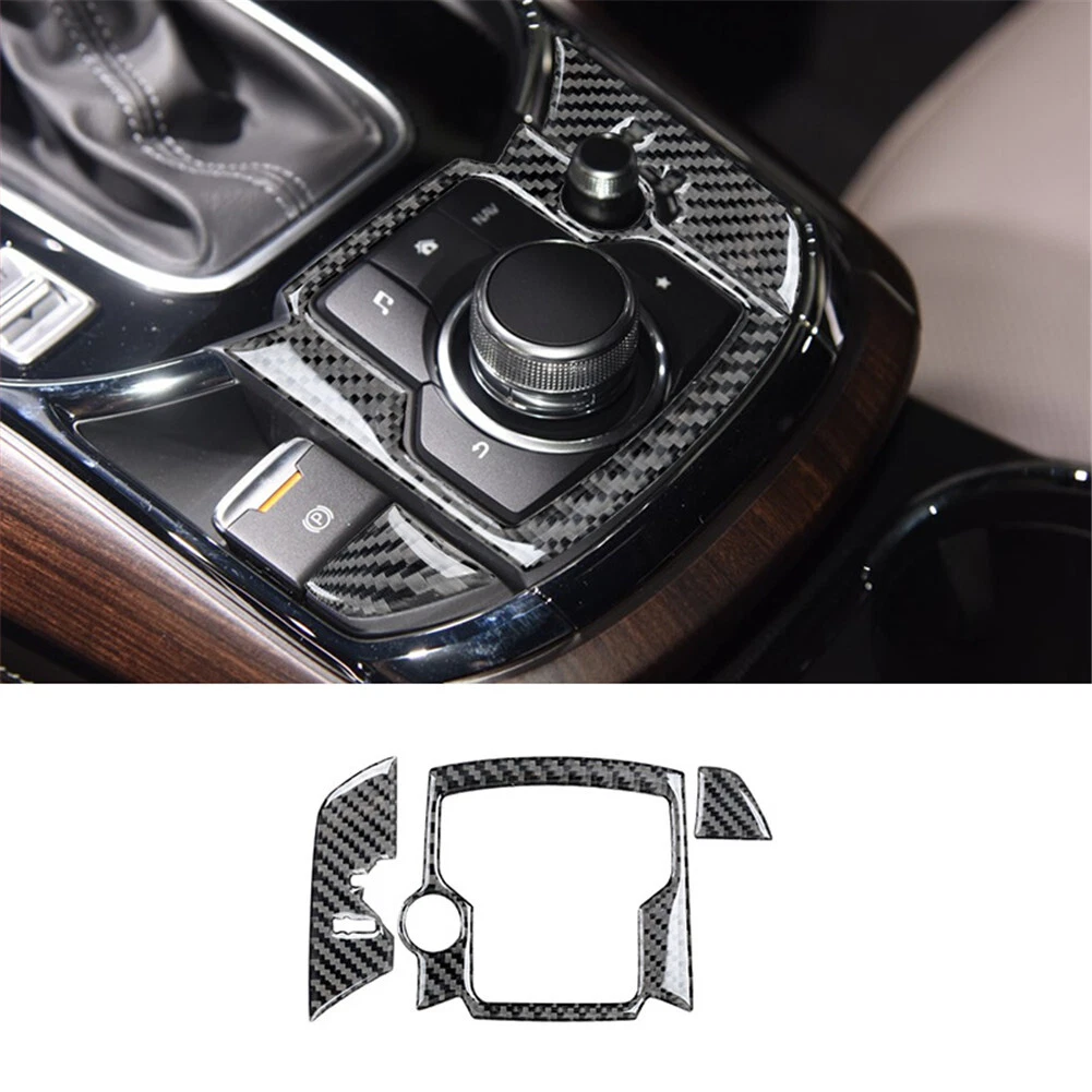 Carbon Fiber Interior Media Audio Console Cover Trim For Mazda CX