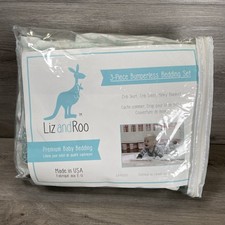 Liz Roo 3 Piece Baby Bedding Aqua Blossom Floral Crib Skirt Sheet Minky Blanket