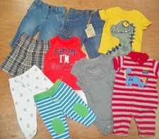 Summer fall spring clothing 10pc lot 3, 6, 9 mths boys unisex shirts  pants