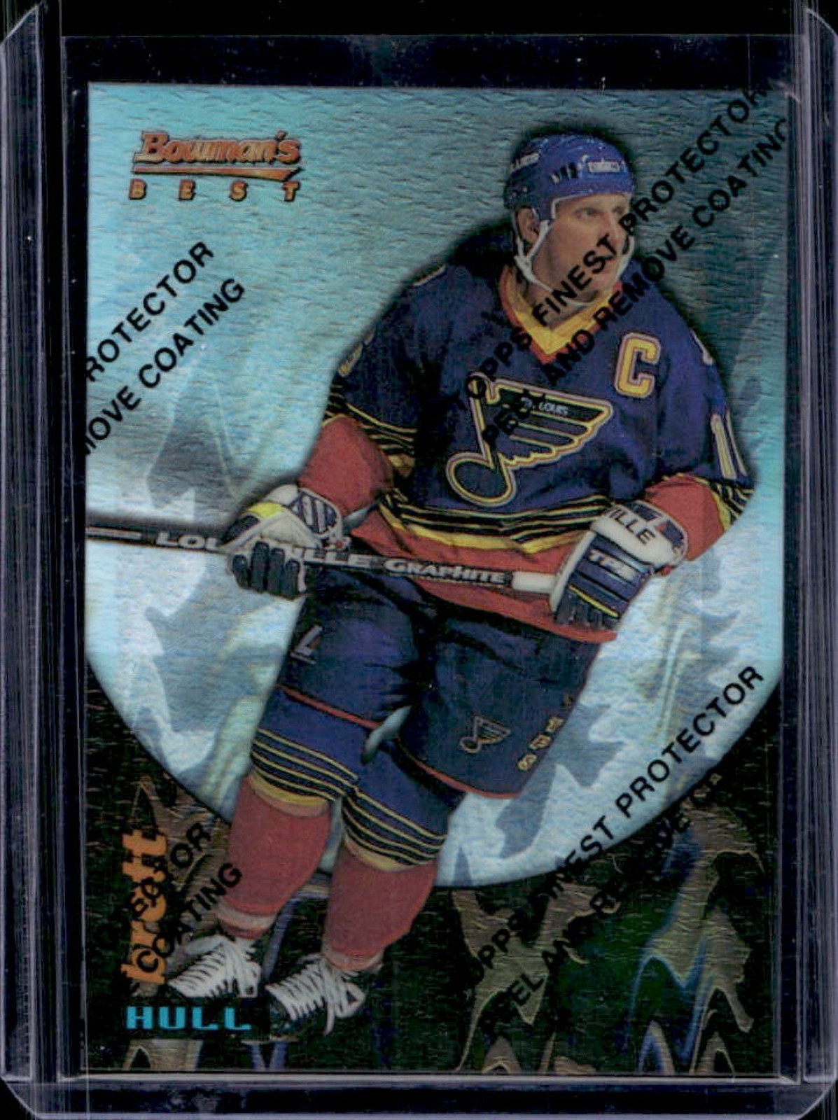 1994-95 Topps Finest Brett Hull Bowman's Best Refractor Veterans Protector #15
