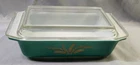 VINTAGE PYEX GREEN WHEAT REFRIGERATOR PROMO REFRIGERATOR 2 QUART CASSEROLL & LID